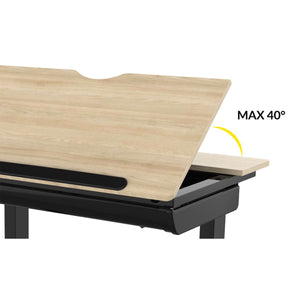 Dellonda Single Motor Ultra-Quiet Electric Adjustable Drawing Table with 40° Tilt, Drawer & Side Table