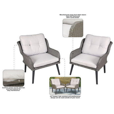 Dellonda Buxton Rattan Wicker Outdoor Garden Chair Set 2 Piece
