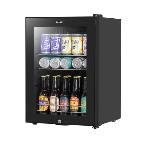Baridi Beer & Drinks Fridge with LED Light, Black and Glass Door 60L