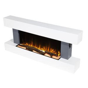 Baridi Wall Mounting Electric Fireplace with LED Flame Effect 52" - Grey