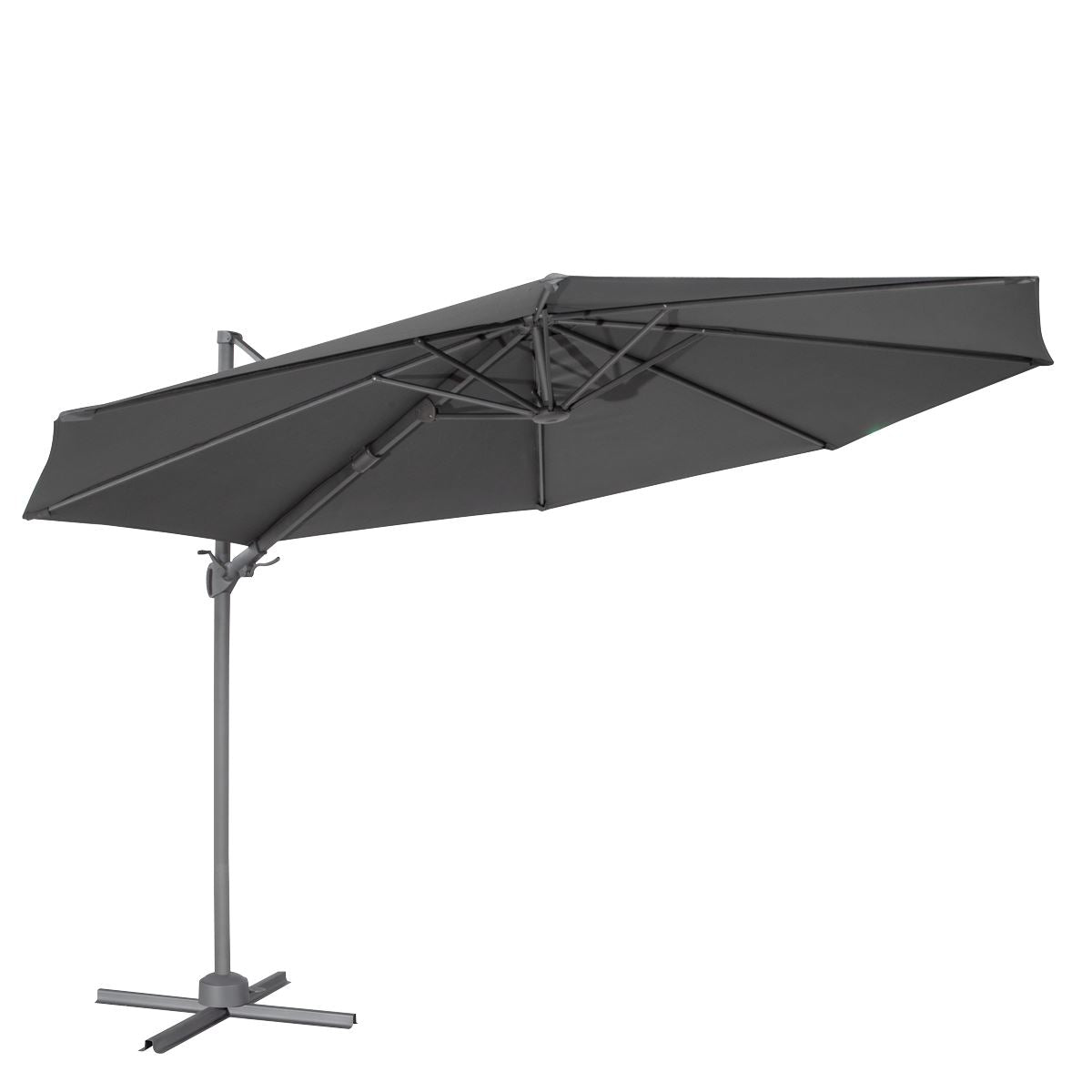 Dellonda Cantilever Parasol with 360° Rotation, Tilt & Cover 3m - Grey