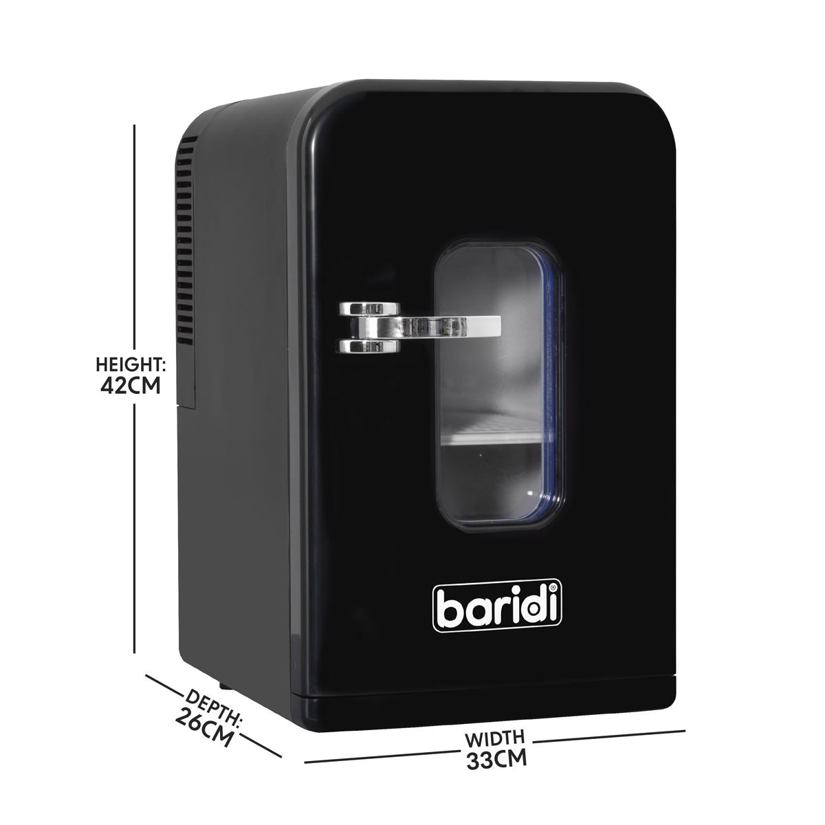 Baridi Mini Fridge/Warmer 15L Capacity 12V/230V - Black