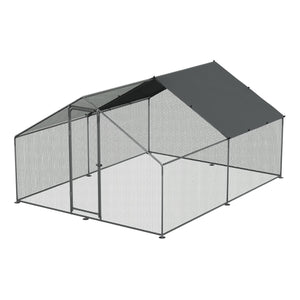 Dellonda Walk-In Galvanized Steel Chicken Run with Roof Cover & PVC Coated Chicken Wire