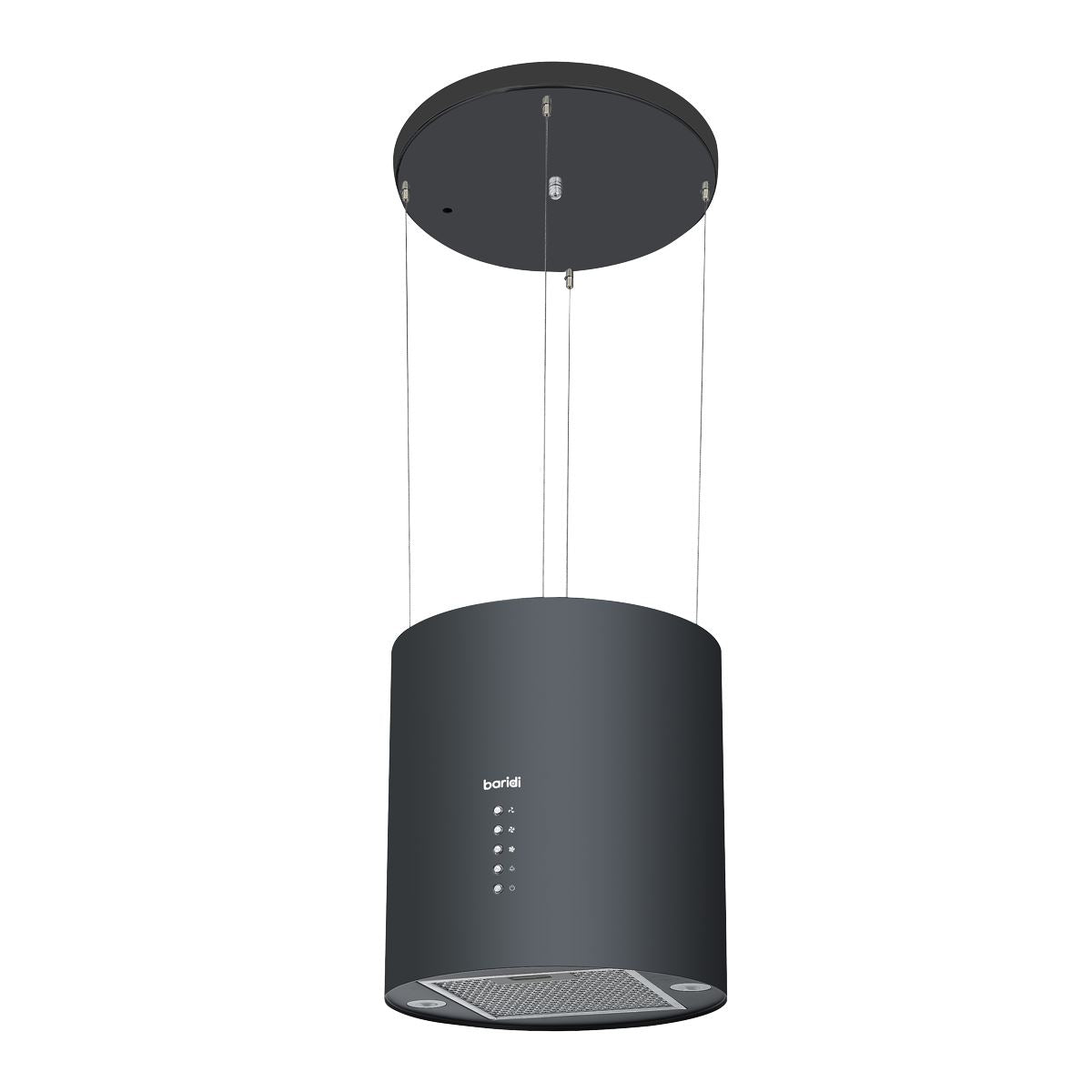 Baridi Round Island Cooker Hood 35cm - Black