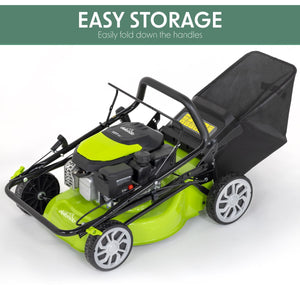 Dellonda Hand-Propelled Petrol Lawnmower Grass Cutter, 127cc 16"/41cm 4-Stroke