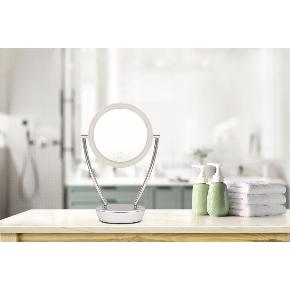 Dellonda Freestanding Double-Sided LED Vanity Mirror 7.5"