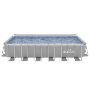 Dellonda Deluxe Steel Frame Rectangular Swimming Pool with Step Ladder & Filter Pump 25ft
