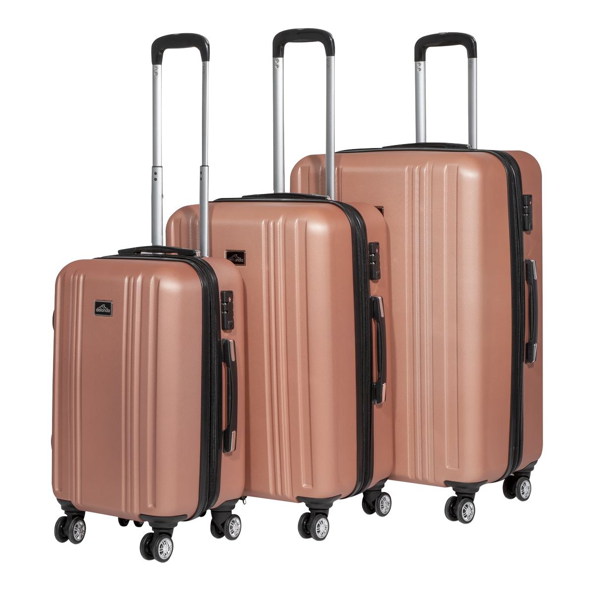 Dellonda Lightweight ABS Luggage Set with TSA Lock - Rose Gold