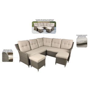 Dellonda Chester Rattan Wicker Corner Sofa 5 Seat Outdoor Furniture