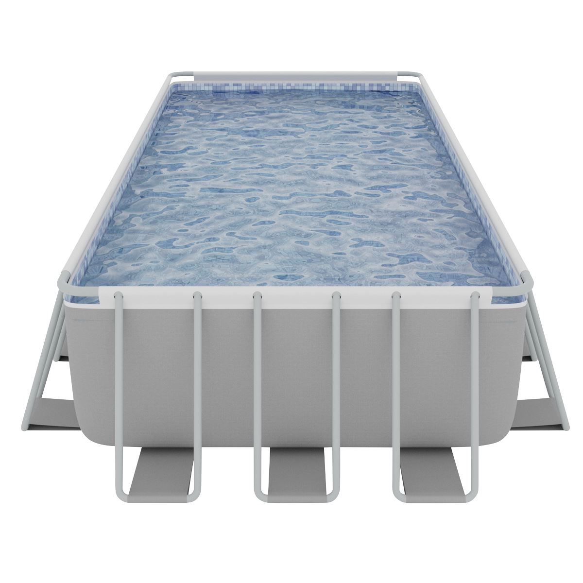 Dellonda Deluxe Steel Frame Rectangular Swimming Pool with Step Ladder & Filter Pump 25ft