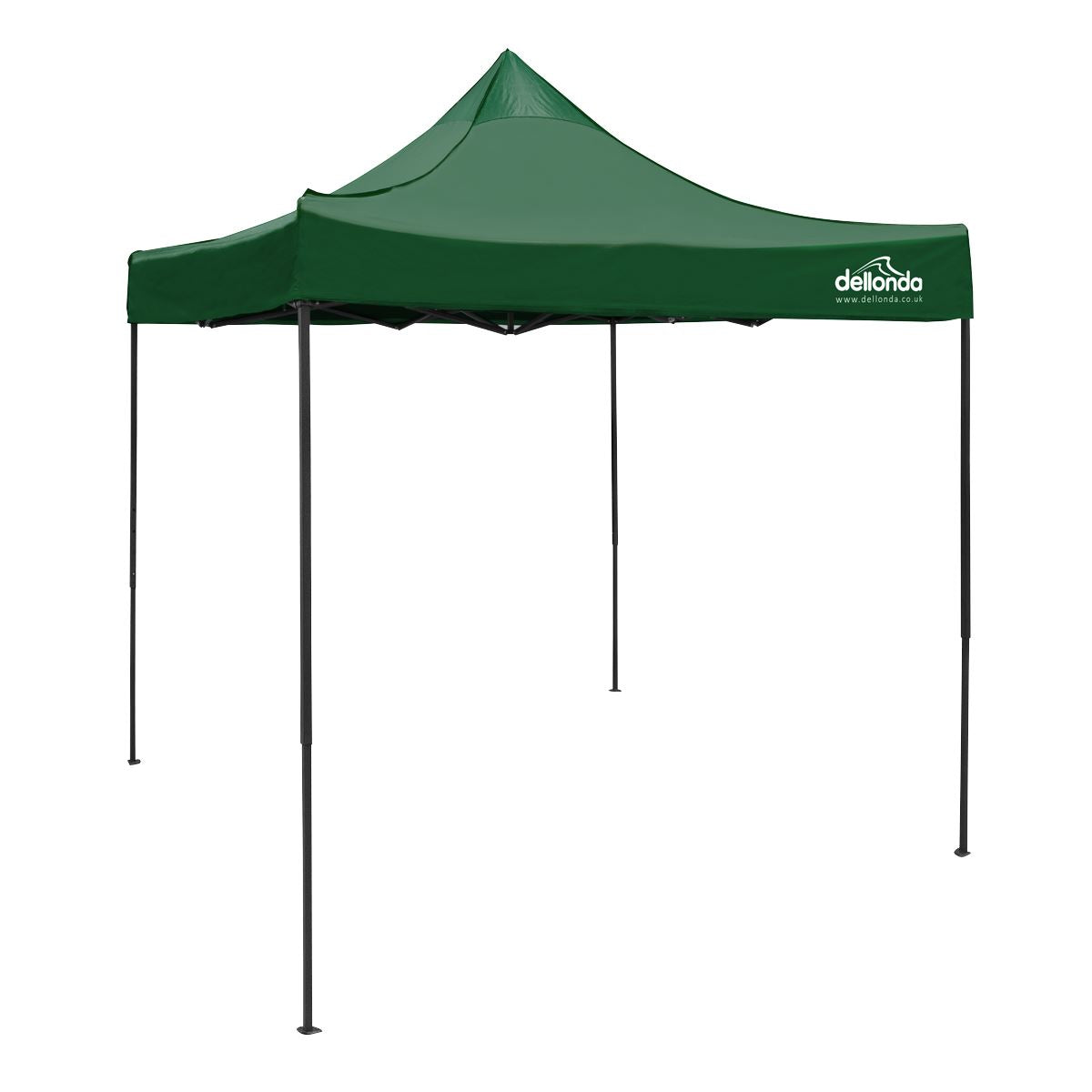 Dellonda Dark Green Premium 2x2m Pop-Up Gazebo, Heavy Duty, PVC Coated, Water Resistant Fabric, Supplied with Carry Bag & Accesories