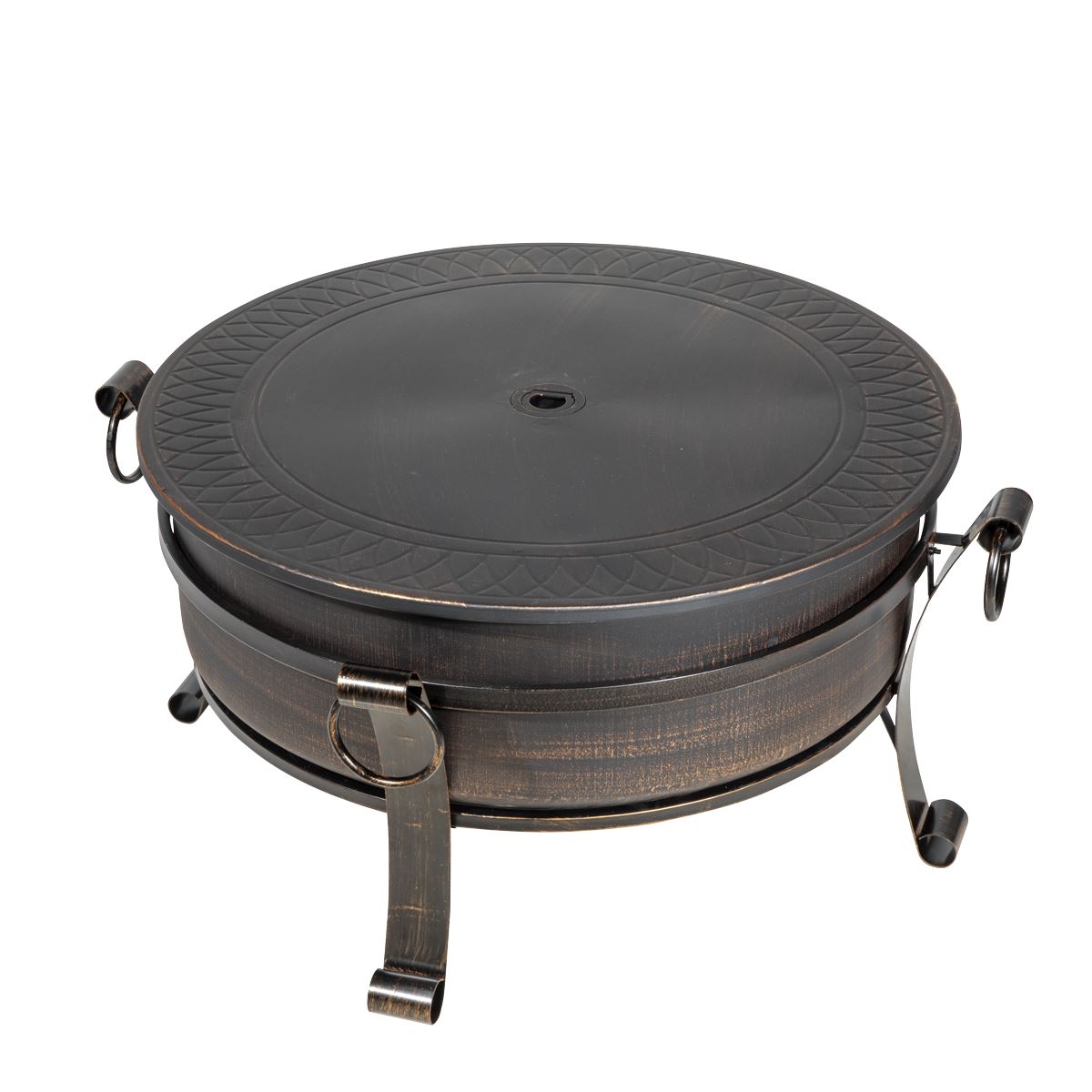 Fire Pit & Coffee Table Outdoor 76cm Deluxe 2-in-1 Antique Bronze Effect