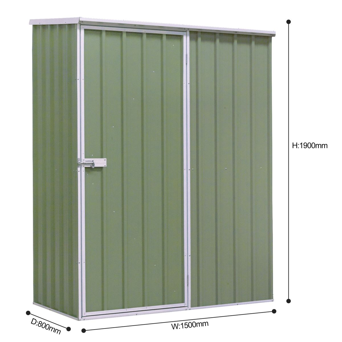 Dellonda Galvanized Steel Storage Shed with Pent Style Roof 150 x 80 x 190cm - Green