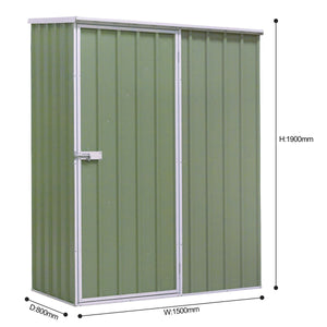 Dellonda Galvanized Steel Storage Shed with Pent Style Roof 150 x 80 x 190cm - Green