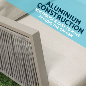 Dellonda Fusion Aluminium Outdoor Corner Sofa & Coffee Table Set 4 Piece