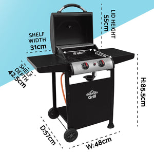 Dellonda 2 Burner Gas BBQ Grill with Piezo Ignition & Thermometer