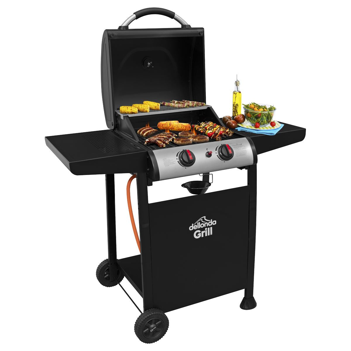 Dellonda 2 Burner Gas BBQ Grill with Piezo Ignition & Thermometer
