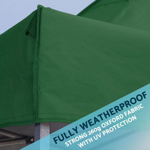 Dellonda Dark Green Premium 3 x 4.5m Pop-Up Gazebo, Heavy Duty, PVC Coated, Water Resistant Fabric, Supplied with Carry Bag & Accesories