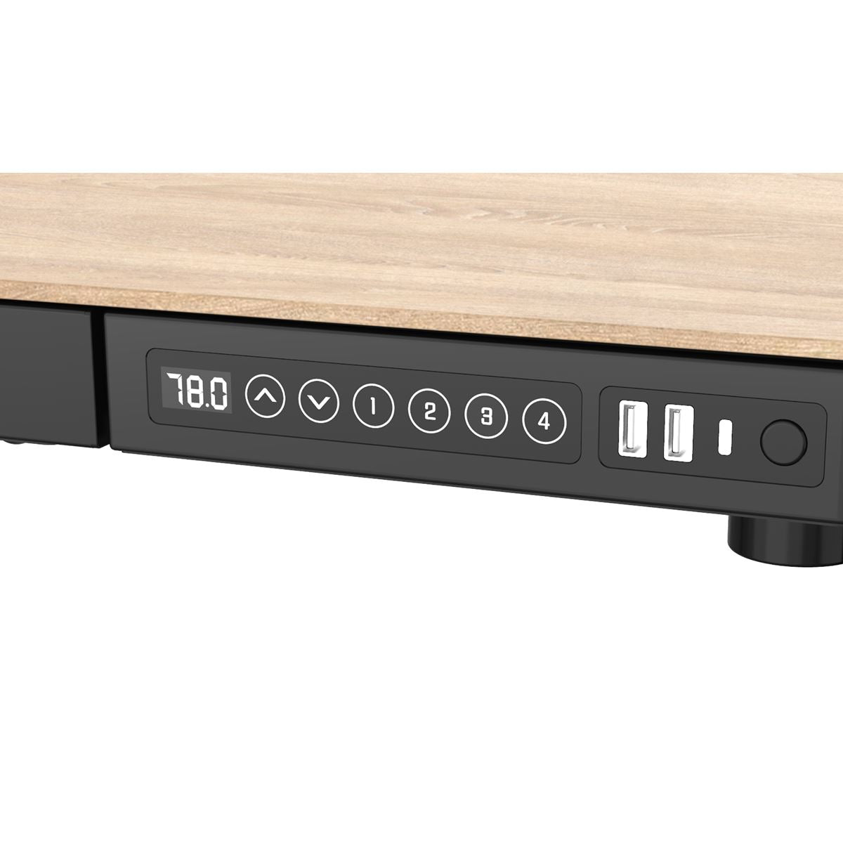 Dellonda Single Motor Ultra-Quiet Electric Desk with Control Panel, USB Port & Drawer - Oak Desktop