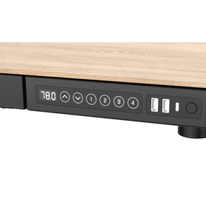 Dellonda Single Motor Ultra-Quiet Electric Desk with Control Panel, USB Port & Drawer - Oak Desktop