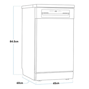 Slimline Freestanding Dishwasher 45cm Wide 10 Place Settings - Black