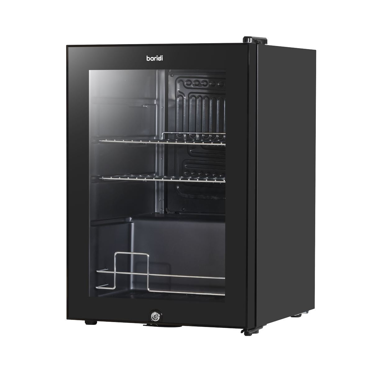 Baridi Beer & Drinks Fridge with LED Light, Black and Glass Door 60L