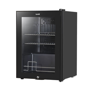 Baridi Beer & Drinks Fridge with LED Light, Black and Glass Door 60L