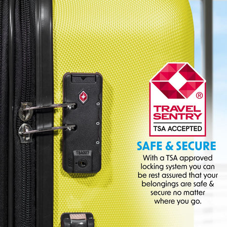 Dellonda Lightweight ABS Luggage Set with TSA Lock - Yellow