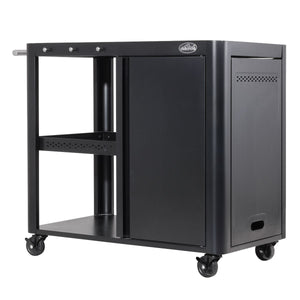 Dellonda BBQ/Plancha Workstation Trolley with Cupboard, Extension Table & Utensil Hooks, Black