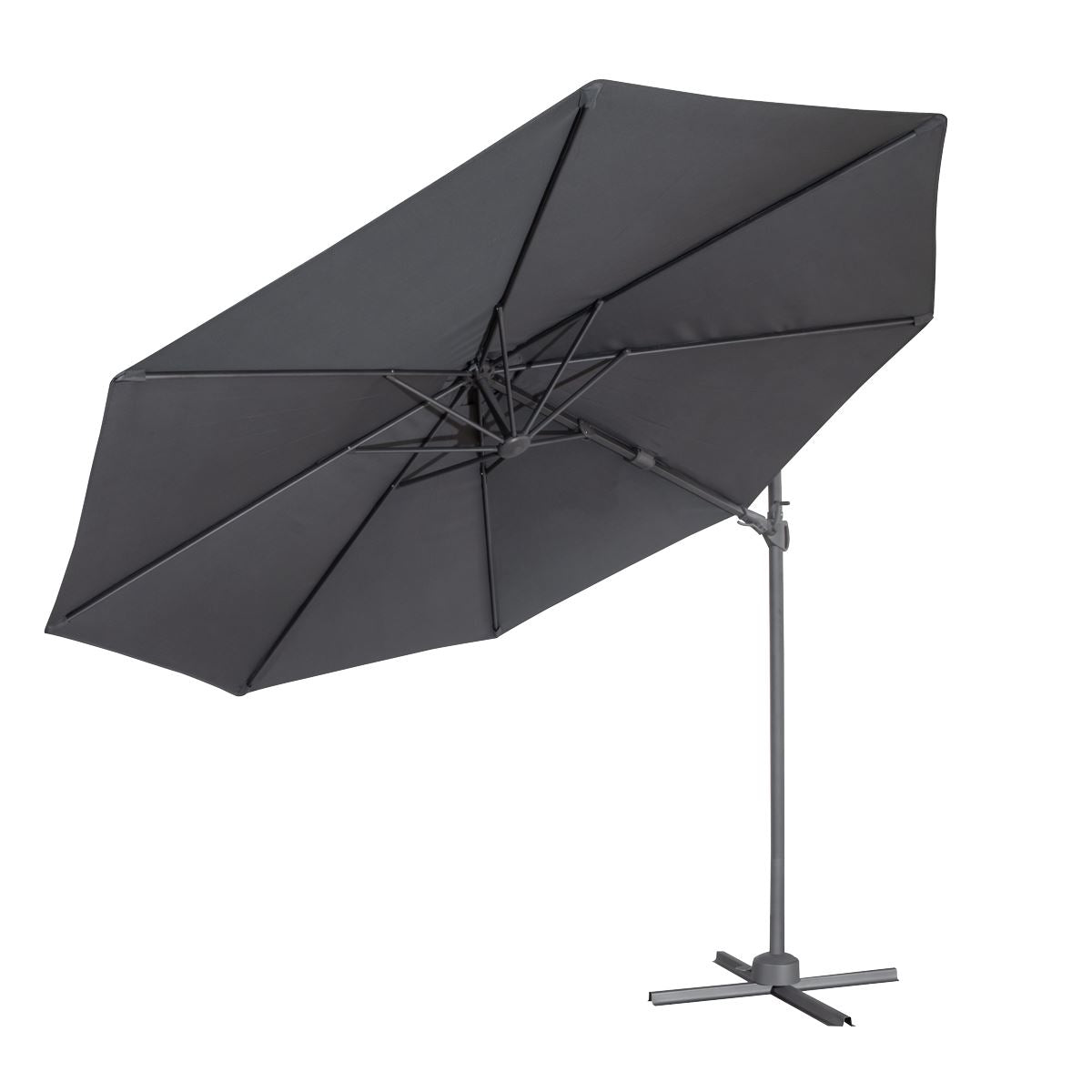 Dellonda Cantilever Parasol with 360° Rotation, Tilt & Cover 3m - Grey