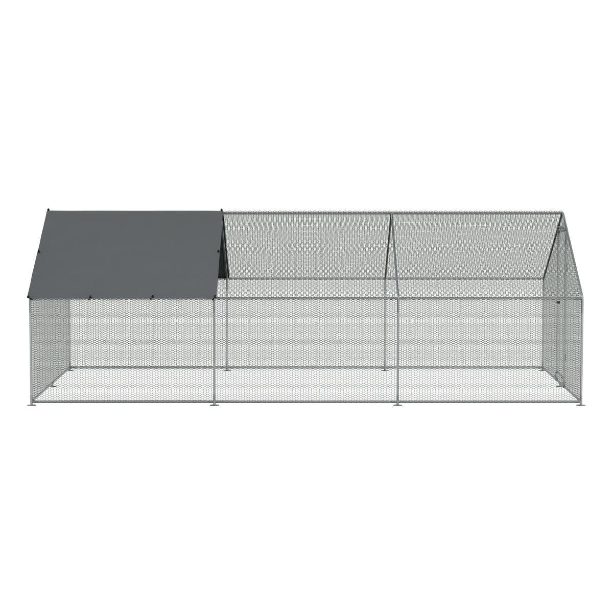 Dellonda Walk-In Galvanized Steel Chicken Run with Roof Cover & PVC Coated Chicken Wire