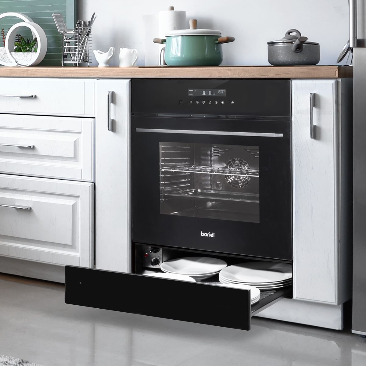 Baridi Integrated Warming Drawer 60cm - Black