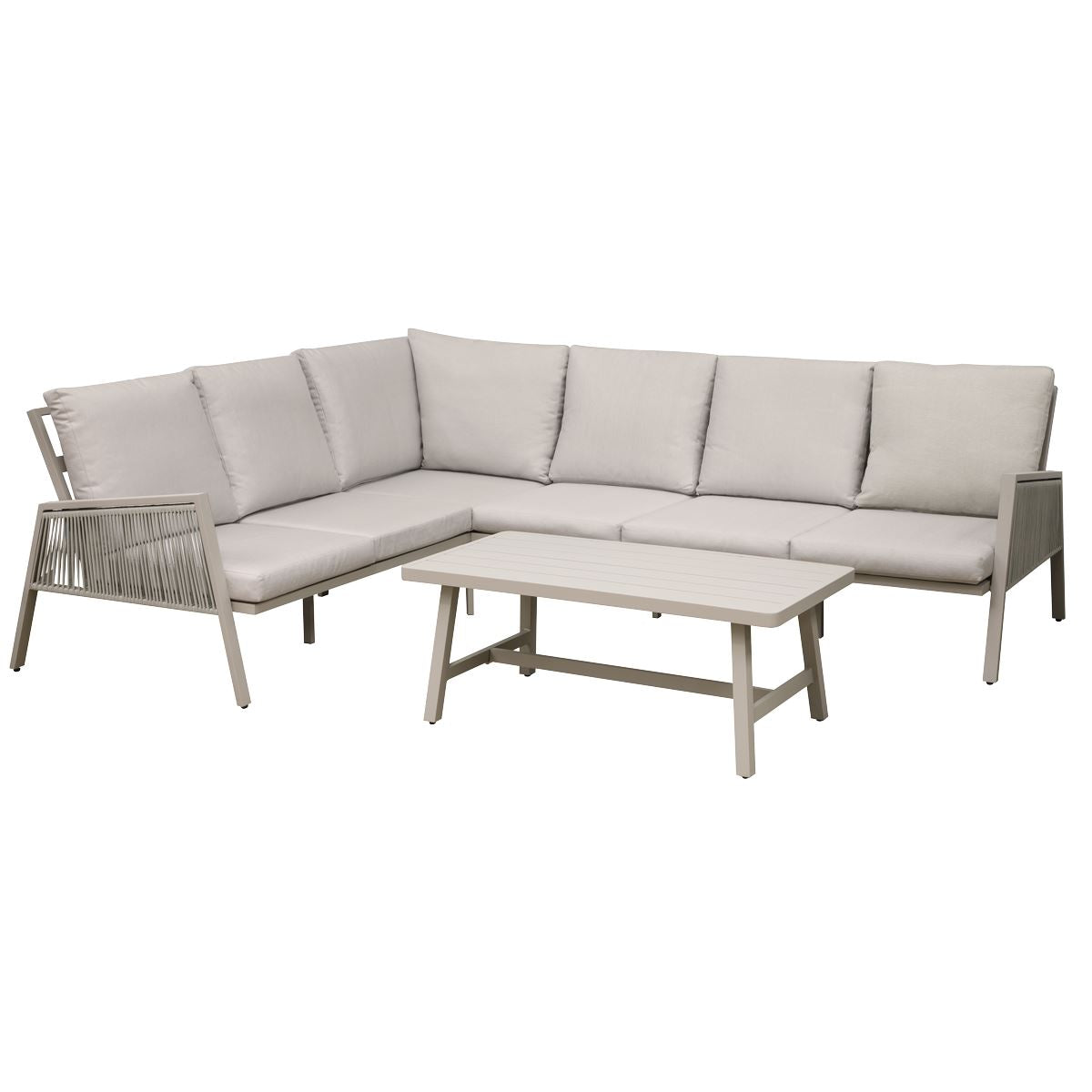 Dellonda Fusion Aluminium Outdoor Corner Sofa & Coffee Table Set 4 Piece