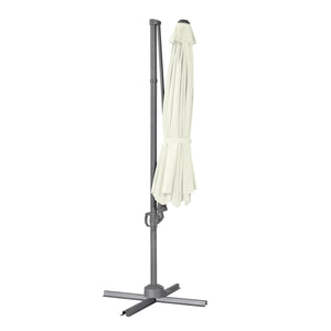 Dellonda Cantilever Parasol with 360° Rotation, Tilt & Cover 3m - Cream