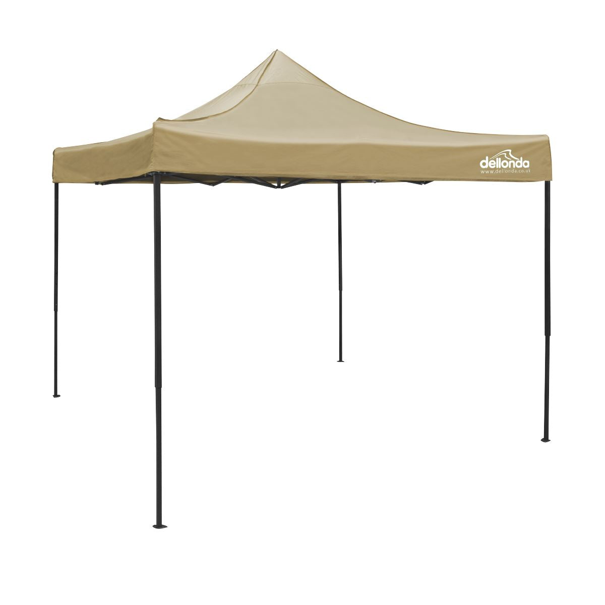 Dellonda Beige Premium 3 x 3m Pop-Up Gazebo, PVC Coated, Water Resistant Fabric, Supplied with Carry Bag & Accesories