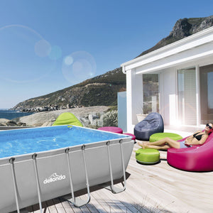 Dellonda Deluxe Steel Frame Swimming Pool with Filter Pump 18ft