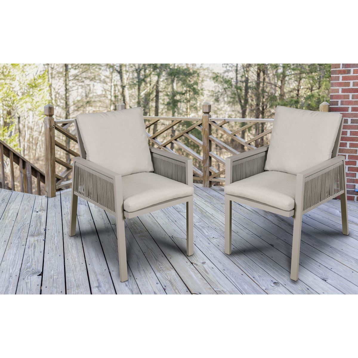 Dellonda Fusion Garden/Patio Dining Chairs with Armrests 6pc - Light Grey