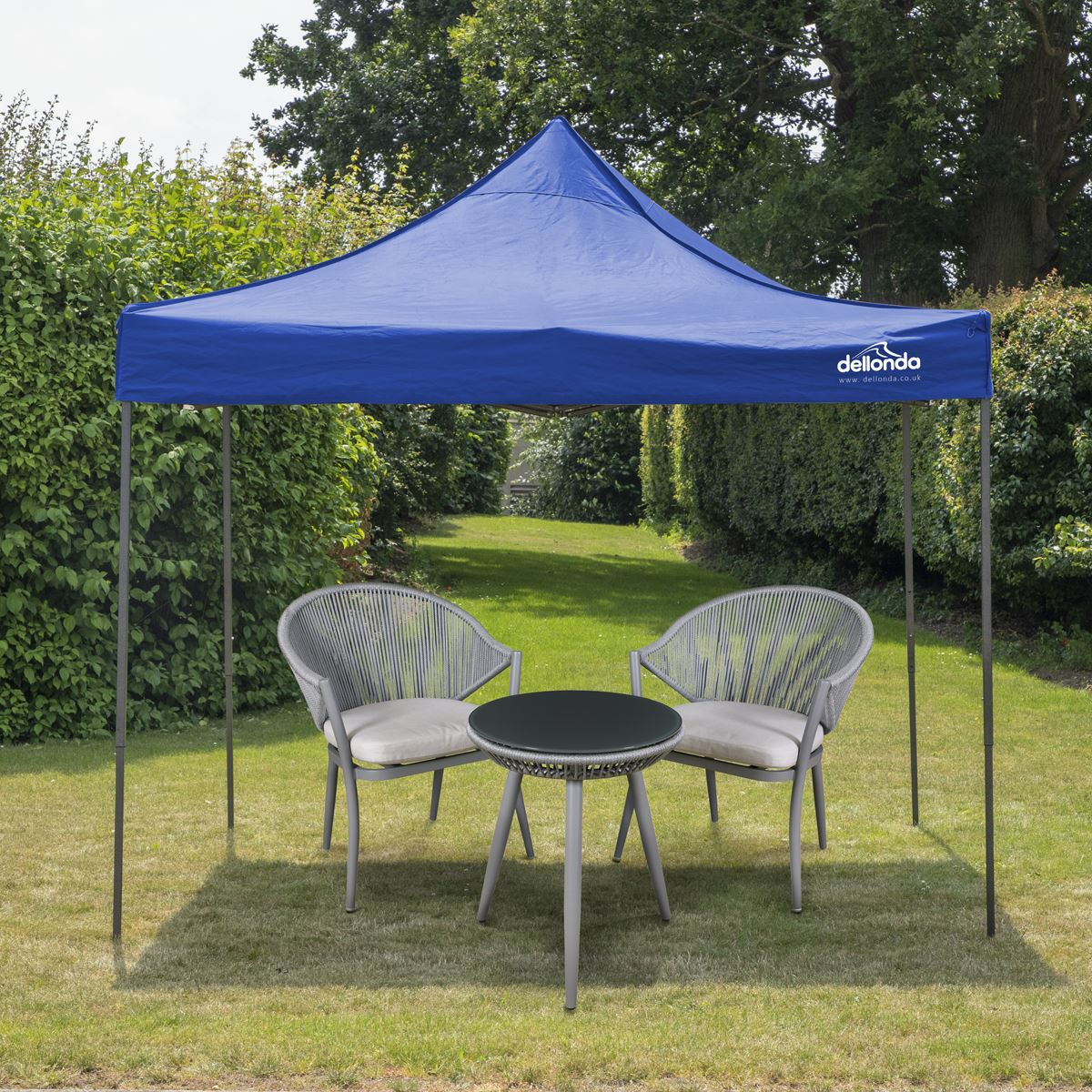 Dellonda Blue Premium 3 x 3m Pop-Up Gazebo, PVC Coated, Water Resistant Fabric, Supplied with Carry Bag & Accesories