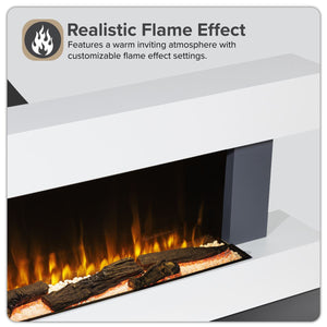 Baridi Wall Mounting Electric Fireplace with LED Flame Effect 52" - Grey