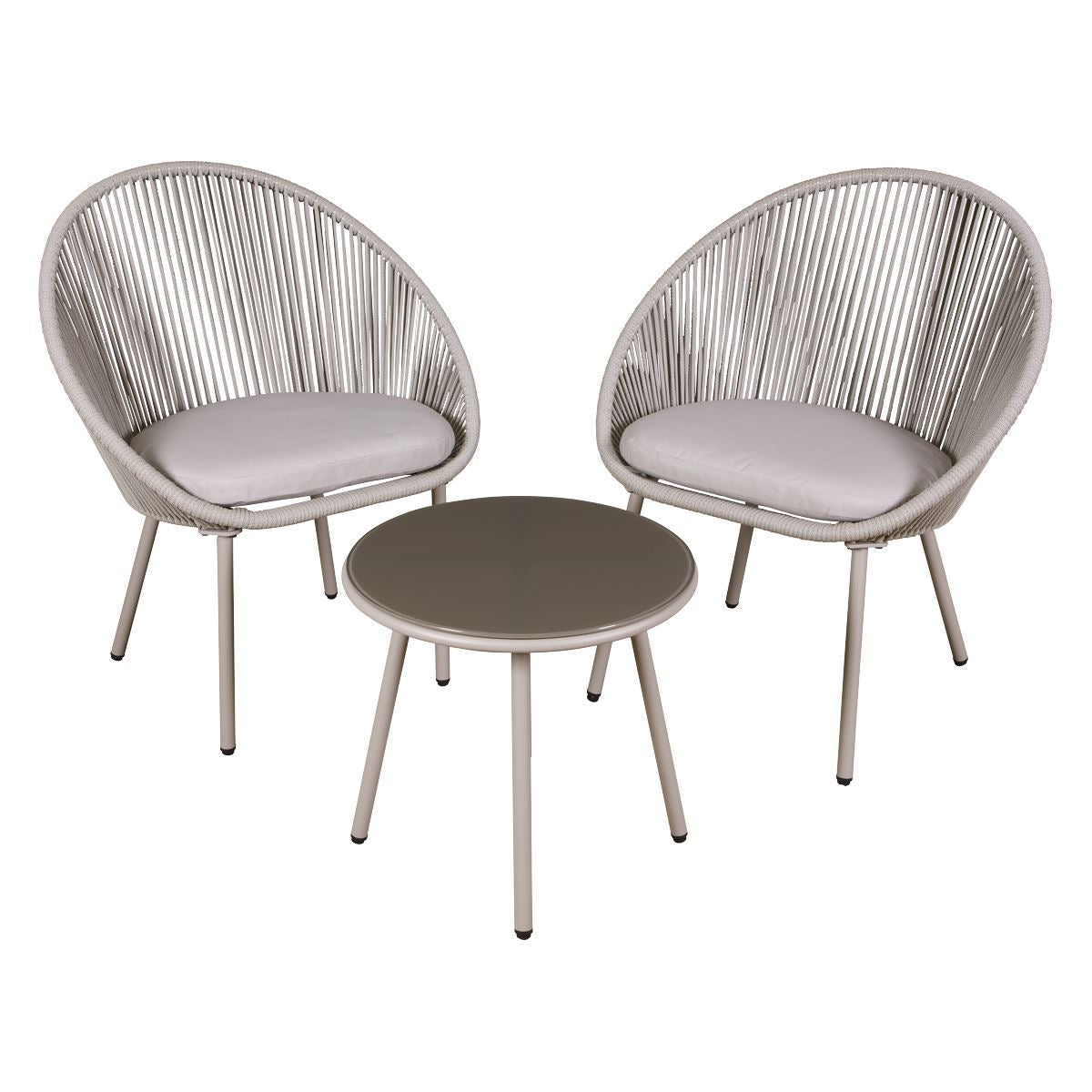 Dellonda Como Steel Bistro Set with Tempered Glass Tabletop 3pc