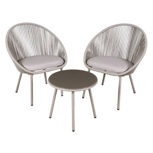 Dellonda Como Steel Bistro Set with Tempered Glass Tabletop 3pc