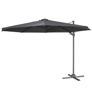 Dellonda Cantilever Parasol with 360° Rotation, Tilt & Cover 3m - Grey