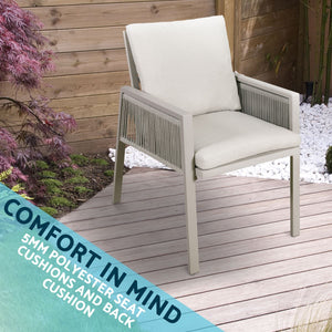 Dellonda Fusion Garden/Patio Dining Chairs with Armrests 6pc - Light Grey