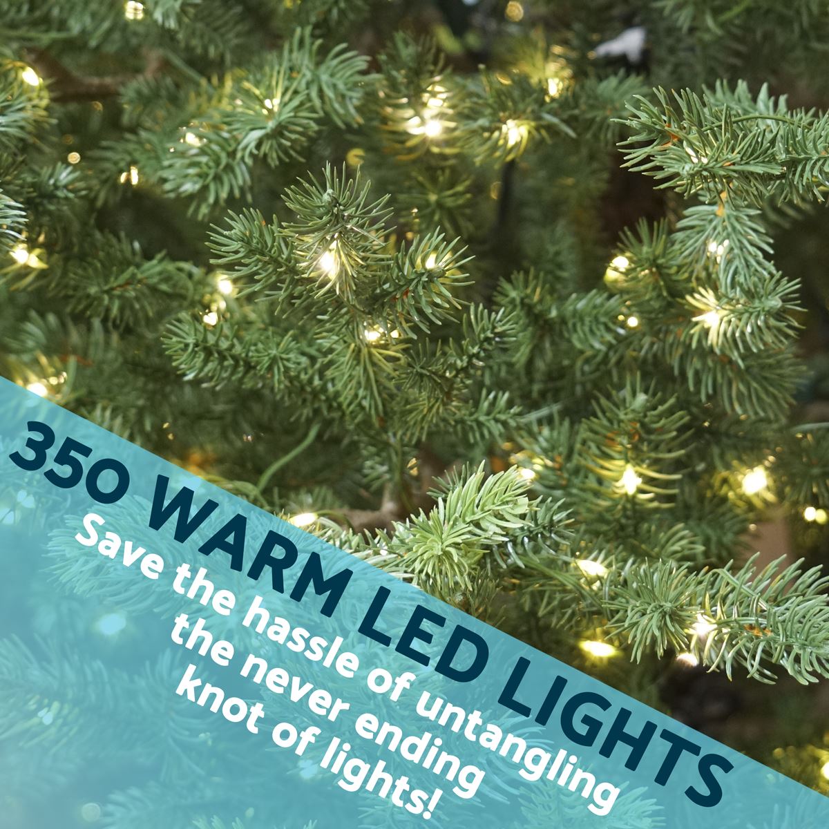 Dellonda Pre-Lit Hinged Christmas Tree with 350 Warm White LED Lights 7ft(210cm)