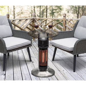 Dellonda Bistro Table with 1200W Heater, 65cm, Black/Stainless Steel