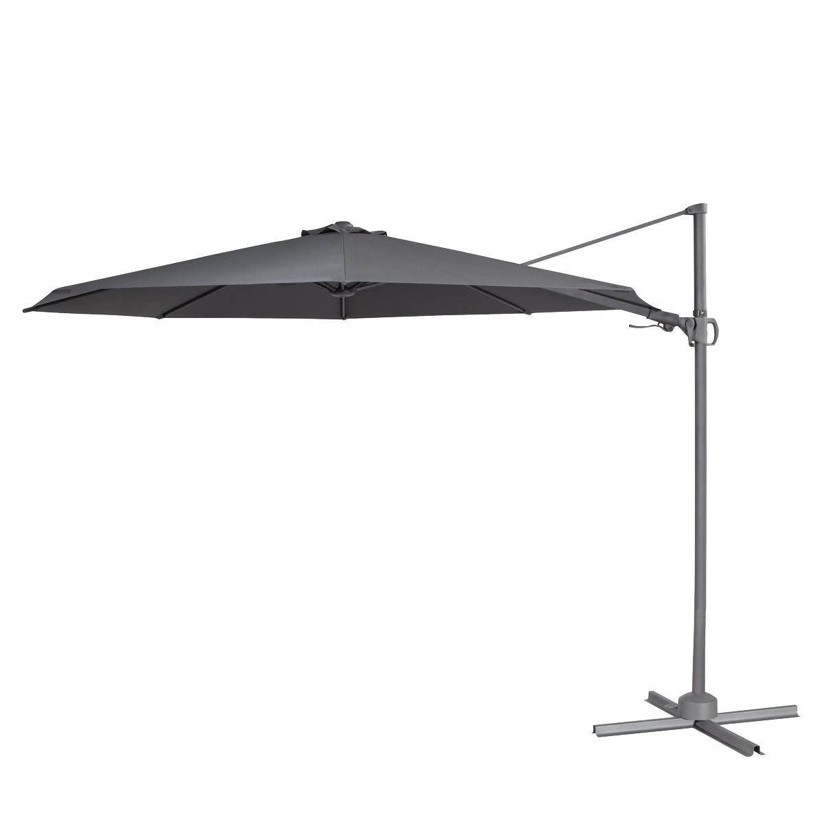 Dellonda Cantilever Parasol with 360° Rotation, Tilt & Cover 3m - Grey