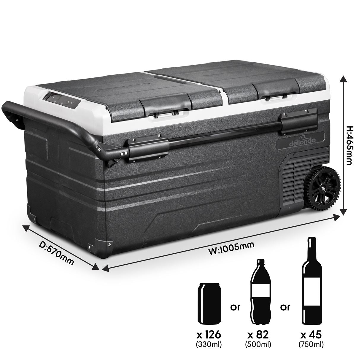 Dellonda Portable Fridge Freezer / Cool Box with LED Display 95L