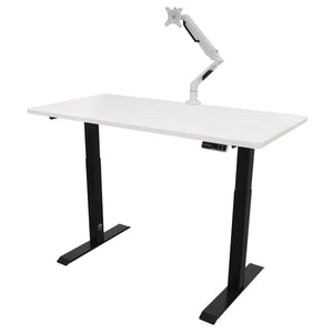 Dellonda White Electric Height Adjustable Standing Desk, 1400 x 700mm Dual Motor 100kg