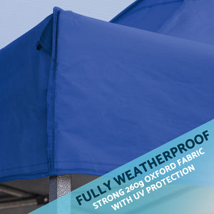 Dellonda Blue Premium 3 x 3m Pop-Up Gazebo, PVC Coated, Water Resistant Fabric, Supplied with Carry Bag & Accesories