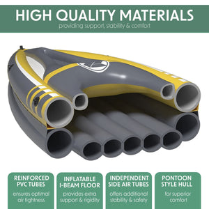 Dellonda Inflatable 2-Person Kayak/Canoe Set with Pump, Carry Bag & 2 Oars - Blue/Yellow/White